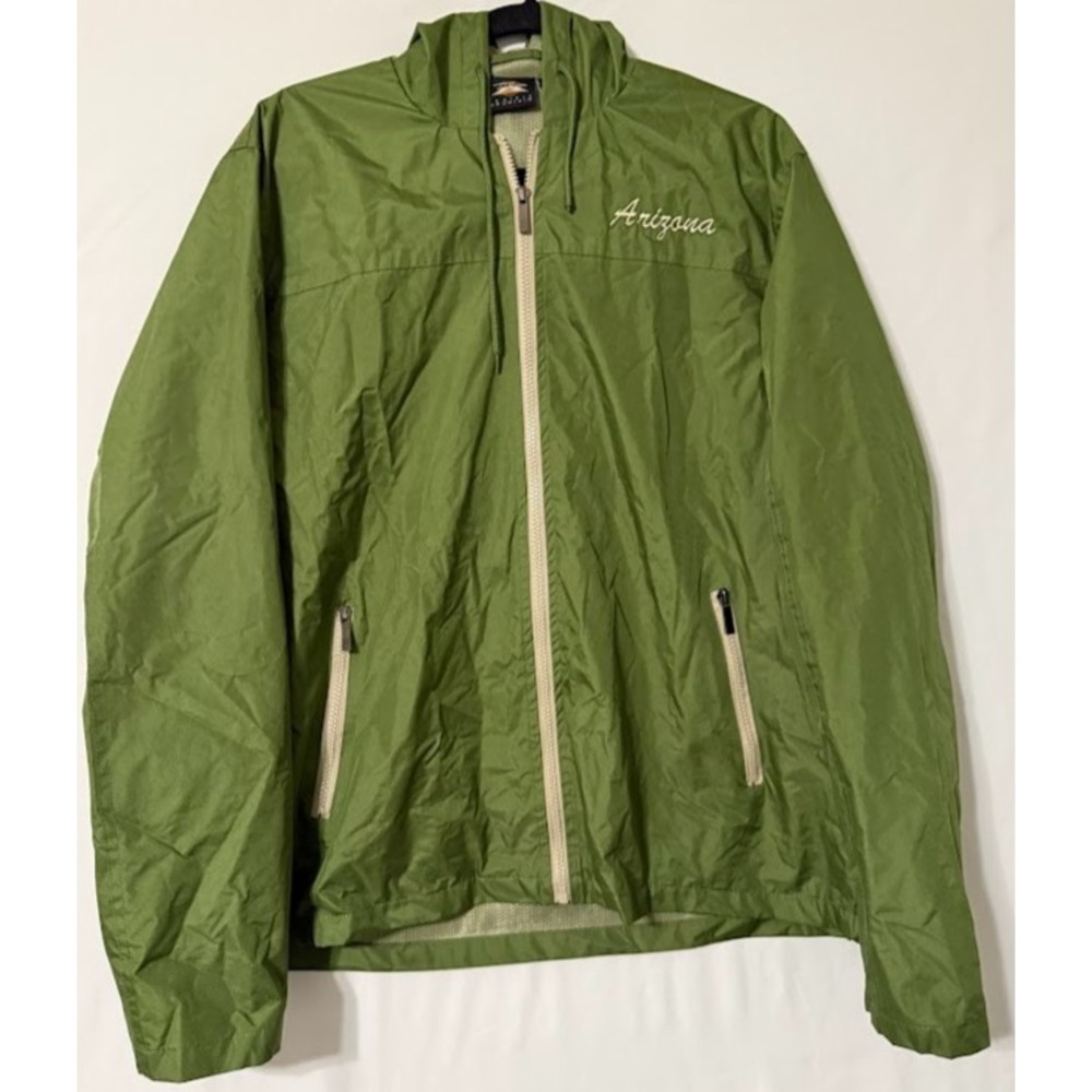 Prairie Mountain Arizona Windbreaker Jacket Men Small Green Hooded Lightweight‎